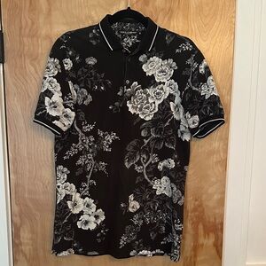 Dolce & Gabbana Black and White Floral Polo Shirt